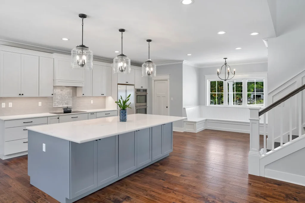 Stockell Custom Homes photo of a kitchen island with lights
