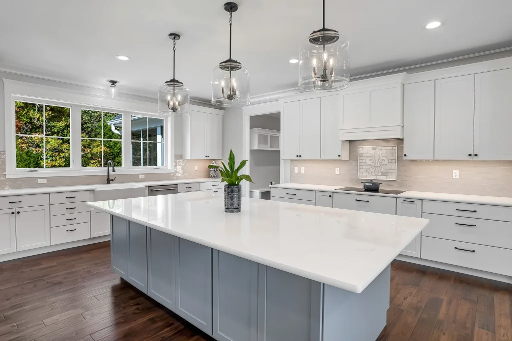 Stockell Custom Homes photo of a kitchen island with lights