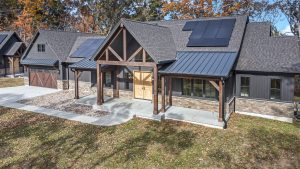 Timber Frame Custom Home with Solar Panels