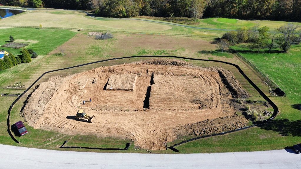Aerial view of Excavation & Grading for new Custom Home build