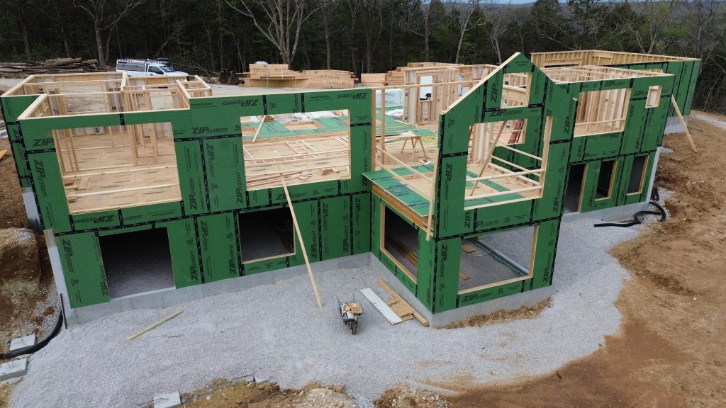 Stockell Custom Homes photo of framing exterior walls